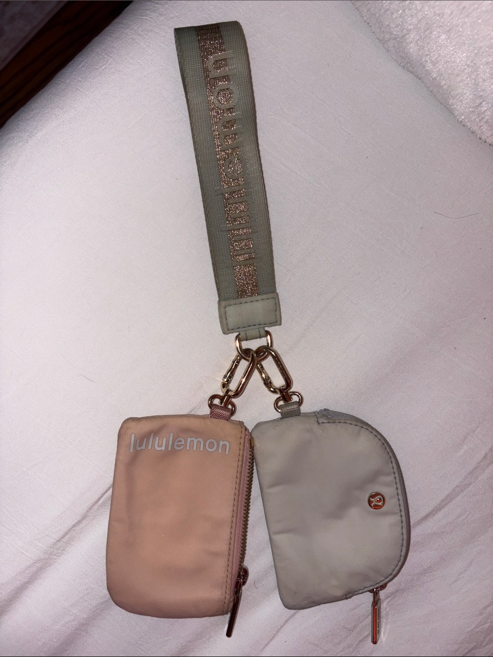 lululemon athletica Dual Pouch Wristlet in Blush Pink and Light Gray